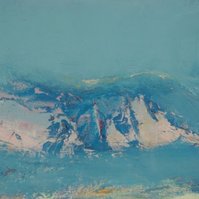 Landschaftsmalerei von Gino Moro Der Damm in Mignano 1968