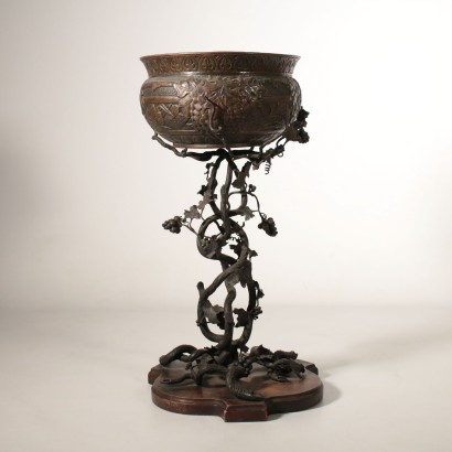 Liberty Vase Stand Iron Copper Cherry Italy Early 20th Century
