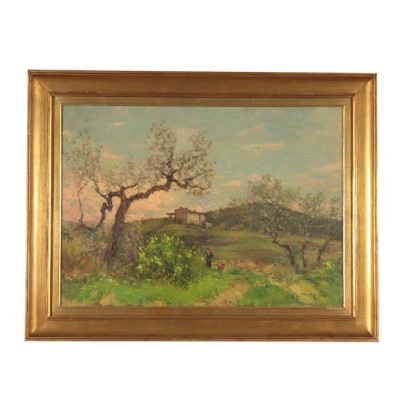 Landscape Painting by Alberto Cecconi Countryside 20th Century