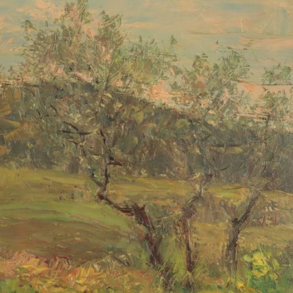 Landscape Painting by Alberto Cecconi Countryside 20th Century