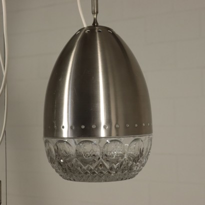 Ceiling Light Aluminium Glass Vintage Italy 1960s