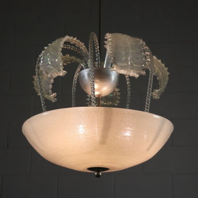 Ceiling Light Glass Crystal Vintage Italy 1940s-1950s