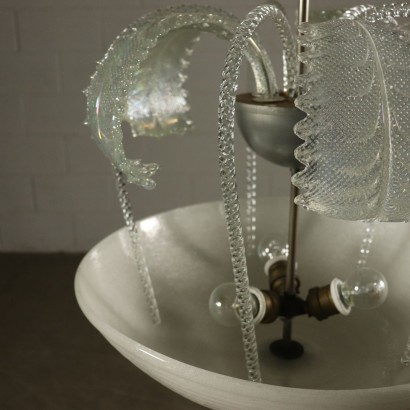 Ceiling Light Glass Crystal Vintage Italy 1940s-1950s