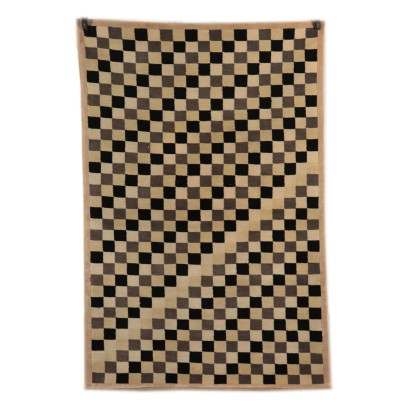 Vintage Short-haired Checkered Rug 1980s
