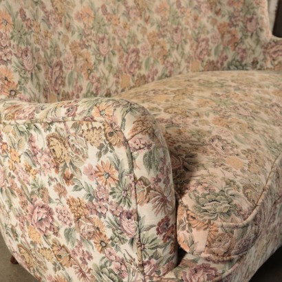 Two-seater Sofa Fabric Upholstery Vintage Italy 1950s
