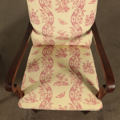 Pair of Armchairs Fabric Upholstery Wood Vintage Italy 1940s