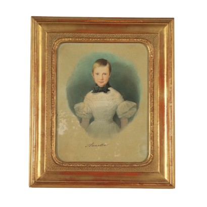 Portrait of a Girl Watercolor on Paper 19th Century