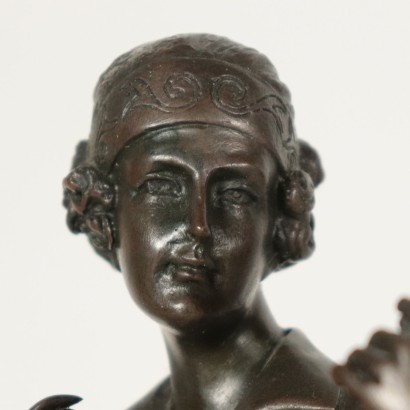 Dancer with Mirror Sculpture Bronze Marble 20th Century