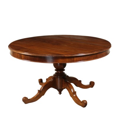Round Table Solid Walnut Italy 19th Century