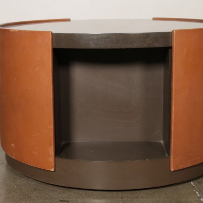 Coffee Table for Tecno Wood Leather Vintage Italy 1960s