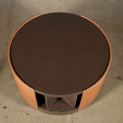 Coffee Table for Tecno Wood Leather Vintage Italy 1960s