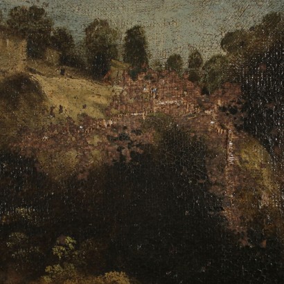 Landscape Painting with River and Figures 18th Century