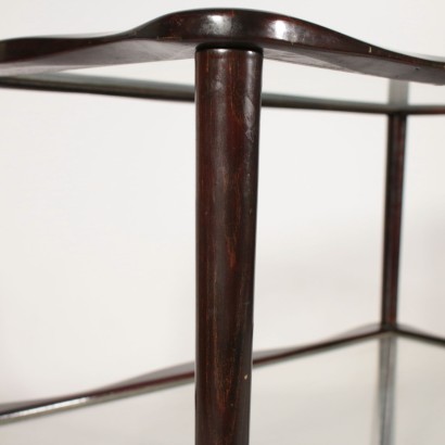 Service Cart Ebony Stained Wood Glass Vintage Italy1950s-1960s