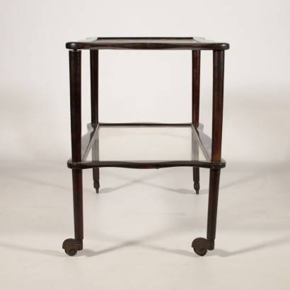 Service Cart Ebony Stained Wood Glass Vintage Italy1950s-1960s
