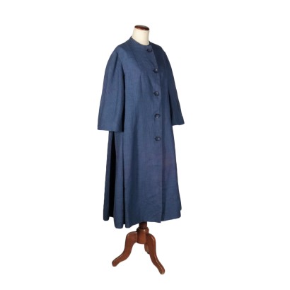 Vintage Blue Coat Fabric Italy 1950s