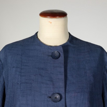 Vintage Blue Coat Fabric Italy 1950s