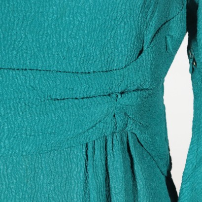 Vintage Dress Silk Petrol 1950s
