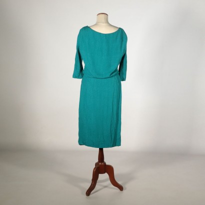 Vintage Dress Silk Petrol 1950s