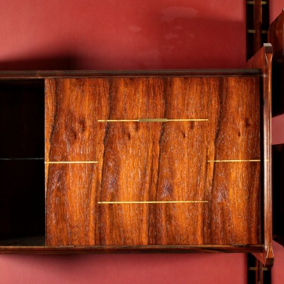 Bookcase La Permanente Mobili Cantù Rosewood Brass Leatherette 1950s