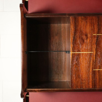 Bookcase La Permanente Mobili Cantù Rosewood Brass Leatherette 1950s