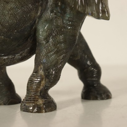 Éléphant Labradorite Sculpté Os '900