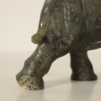 Éléphant Labradorite Sculpté Os '900