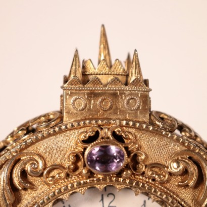 Horloge de Table Argent ciselé doré Fin'800 Début'900
