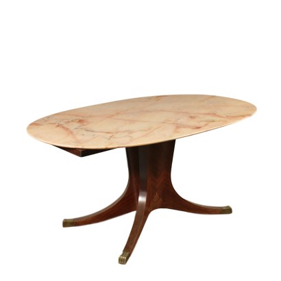 Vintage Table Rosewood Veneer and Marble Italy 1950s-1960s