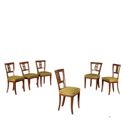 Group of Six Walnut Chairs Second Quarter 19th Century