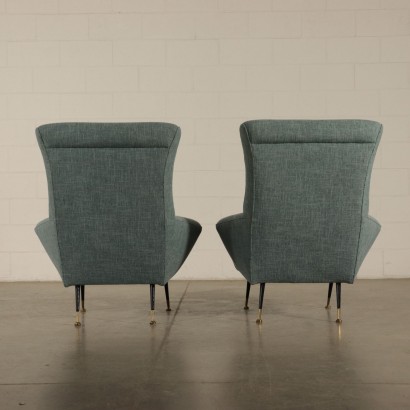 Pair of Armchair Foam Padding Fabric Upholstery Vintage Italy 1960s
