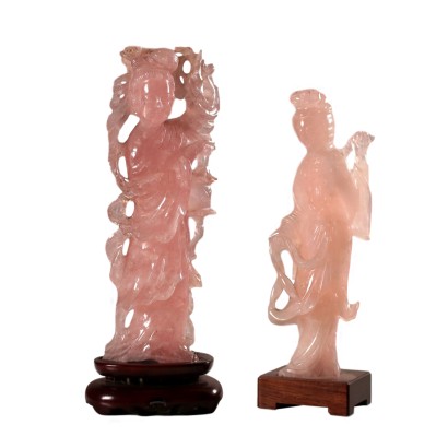 Pair of Quartz Sculptures of Guanyin China 20th Century