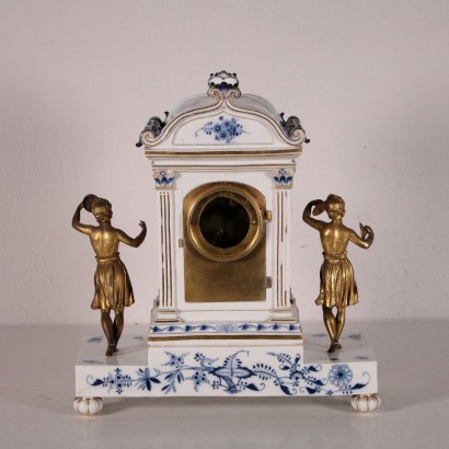 Meissen Ceramic Desk Clock Bronze 1800s-1900s