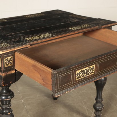 Coffee Table-Writing Desk Ebony Ivory Italy 19th Century