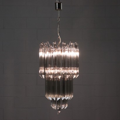Vintage Ceiling Lamp Crystal and Steel Italy 1960s