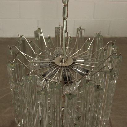 Vintage Ceiling Lamp Crystal and Steel Italy 1960s