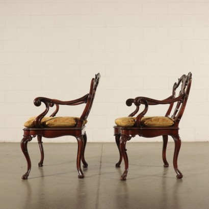 Pair of Walnut Chairs Italy 20th Century