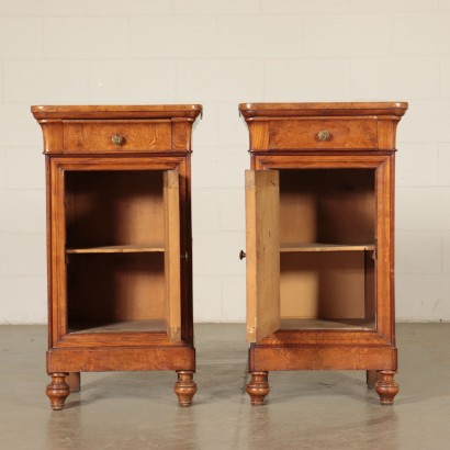 Pair of Bedside Tables Sessile Oak Italy 19th Century
