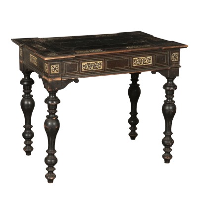 Coffee Table-Writing Desk Ebony Ivory Italy 19th Century