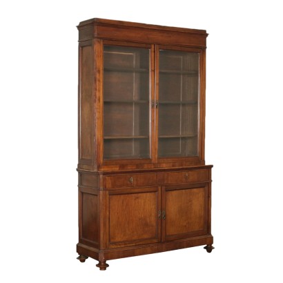 Bookcase Walnut Glass Italy Second Quarter 1800s