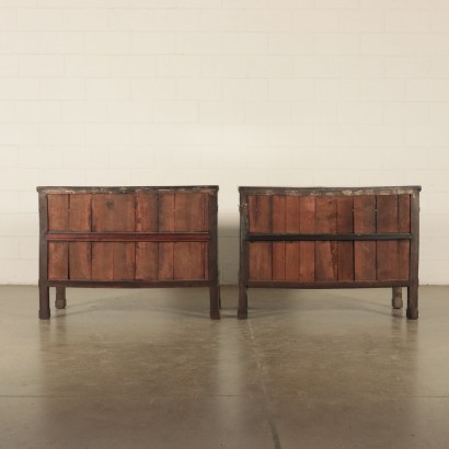 Pair of Walnut Chest of Drawers in Empire Style Italy 19th Century