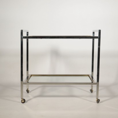 Vintage Cart Chromed Metal, Glass and Brass Italy 1970's-1980's