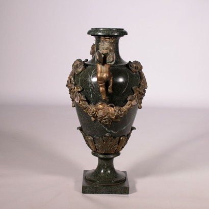 Vase Marbre Serpentin Bronze Italie Moitié '800