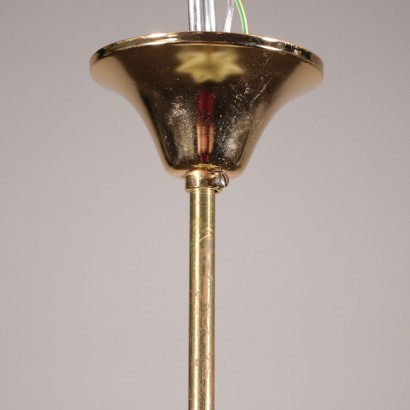 Vintage Ceiling Lamp in Brass and Glass Italy 1960's