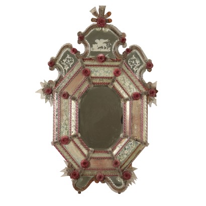 Miroir de Murano Octagonale Verre Italie Premier '900