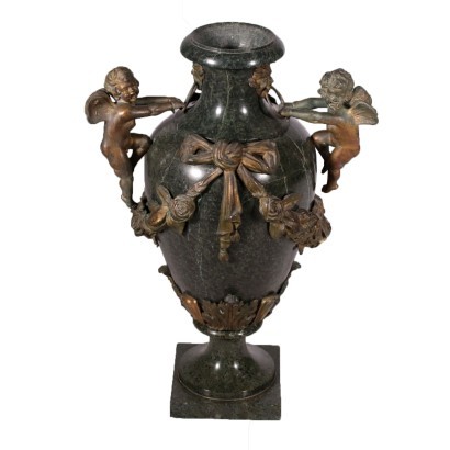 Vase Marbre Serpentin Bronze Italie Moitié '800