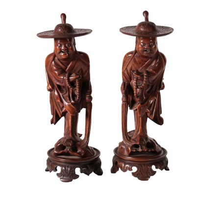 Pair of Wooden Statues China 20th Century