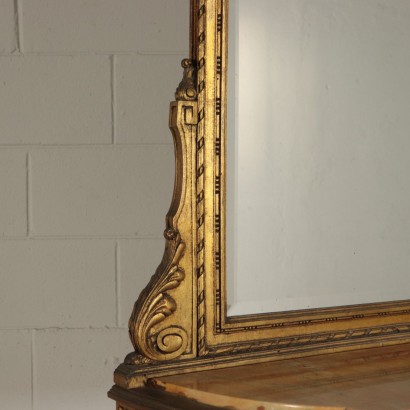 Dressing Table with Mirror Gilded Wood Italy 20th Century