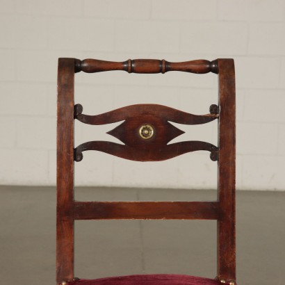 Group of Four Restoration Walnut Chairs Italy 19th Century