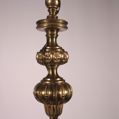Lustre Six Bras Bronze doré Italie Première moitié '900