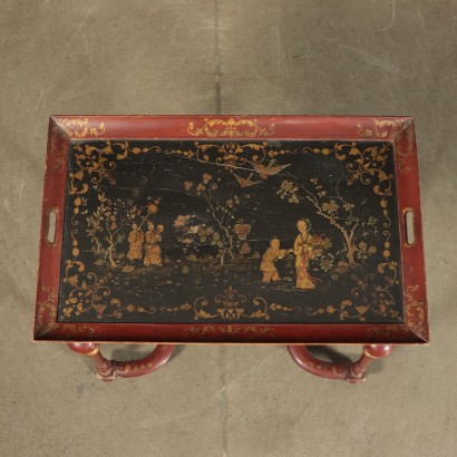 Eastern Coffee Table with Tray Lacquered Wood 19th Century